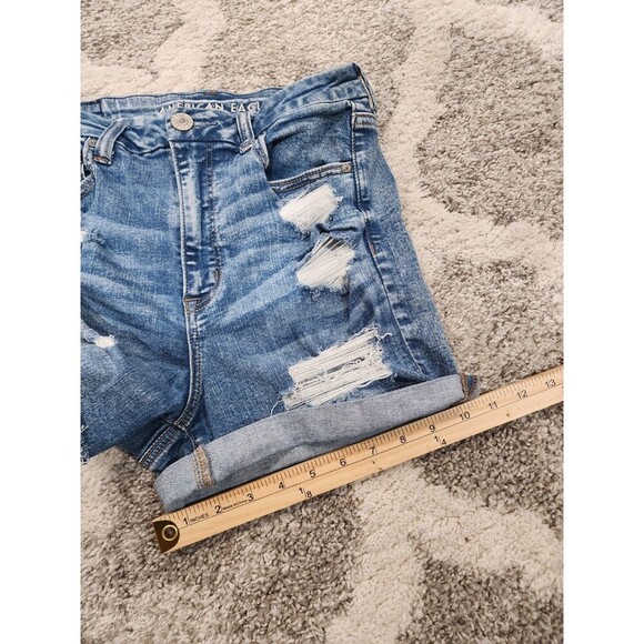 American Eagle Size 10 Curvy Hi Rise Shortie Next Level Stretch Distressed - Picture 3 of 9